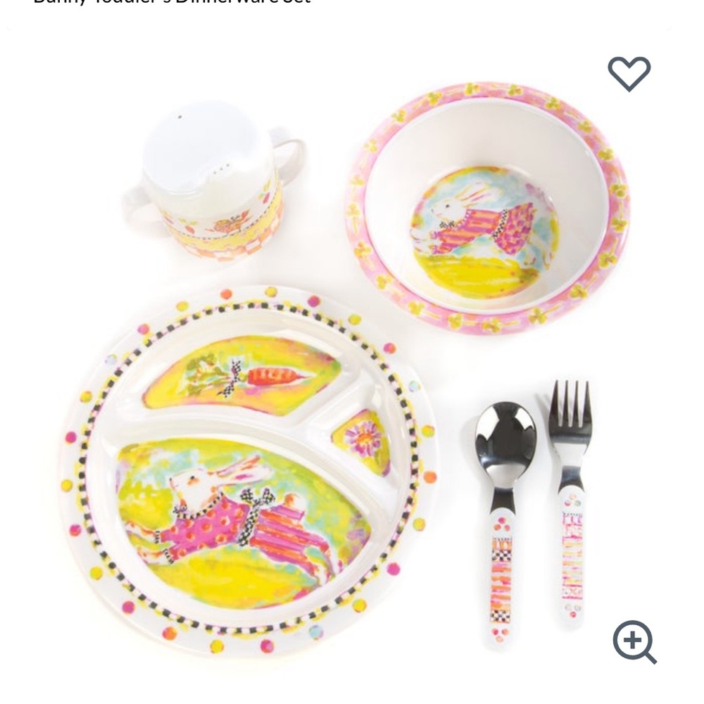 Brand New! Mackenzie Child’s Bunny Toddlers Dinnerware Set